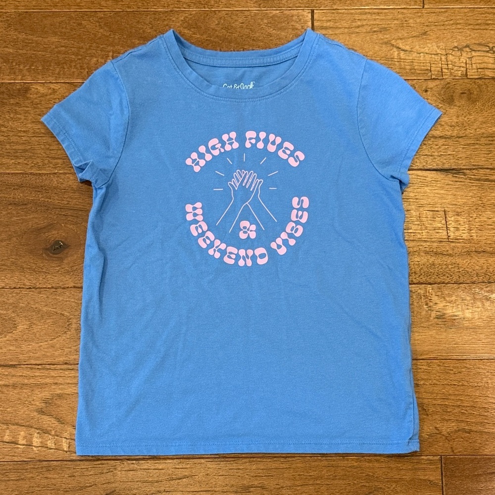 Cat & Jack Girls Short-Sleeve Graphic Shirt - Size S (6/7) - Weekend Vibes